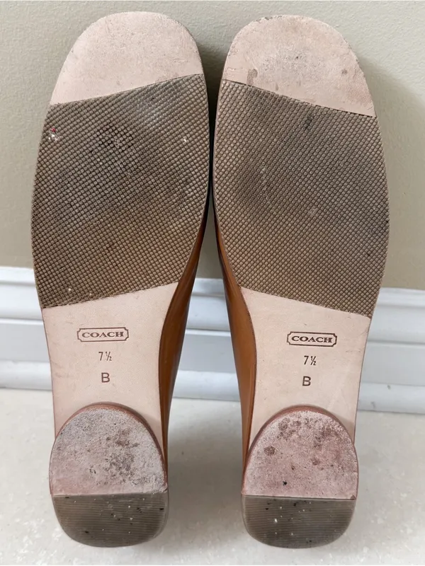 Coach Shari Nappa Camel Natural Tan Vacchetta Leather Slip On Penny Loafer 7.5 B - Image 8