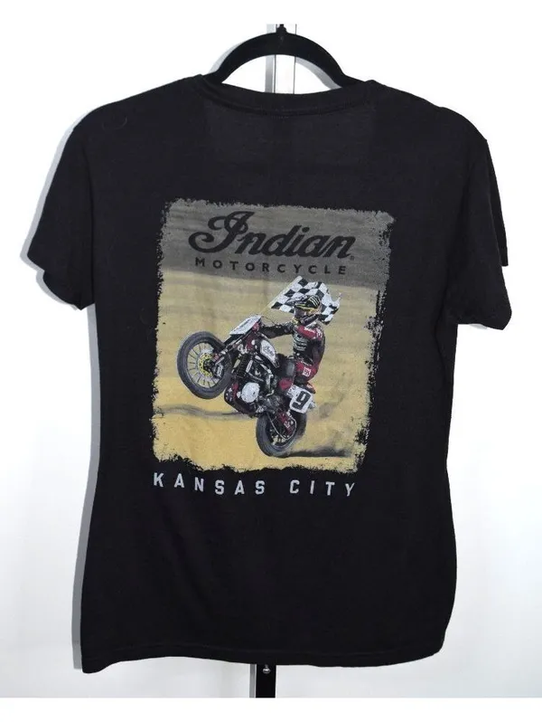 Indian Motorcycle T-Shirt Women's XL Black Kansas City Racing Graphic Tee - Image 2