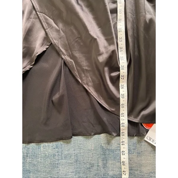 NWT! Cider Black Satin Lace Insert Ruch Front Sexy Slip Dress Size 2XL - Image 7