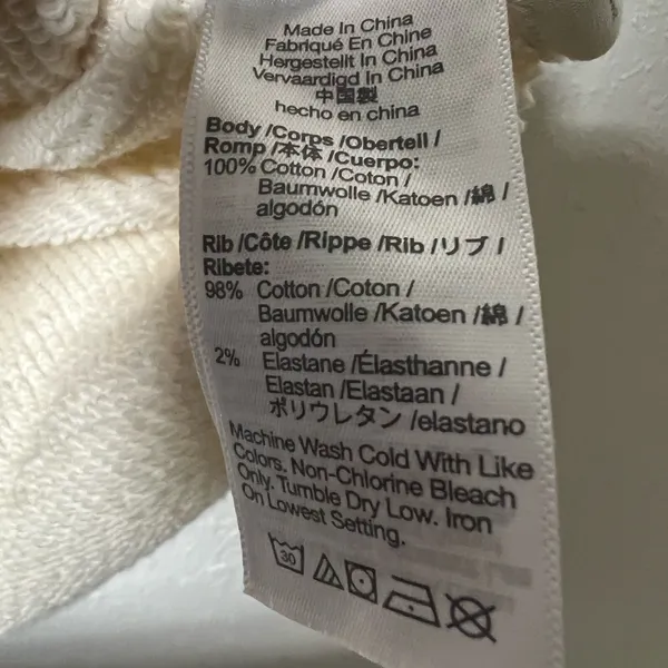 Madewell Airyterry V-Neck‎ Sweatshirt Tee Womens Size Large Cream - Image 4