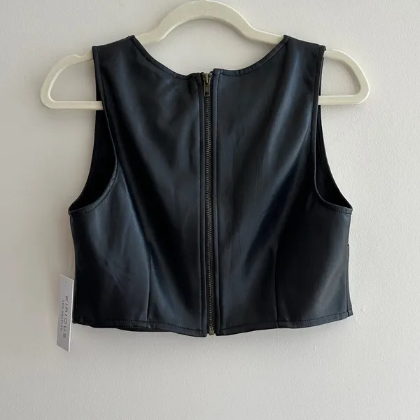Kirious Faux Vegan Leather Cropped Tank Top, Black Tank, Women’s Size Large - Image 11