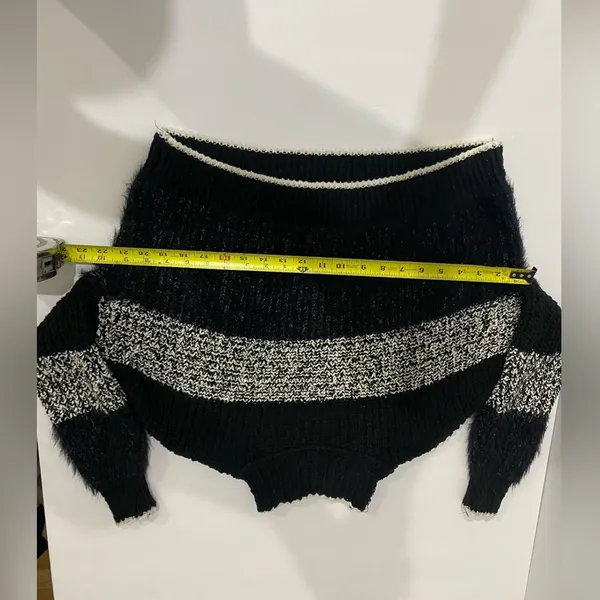 Free People Sunbrite Mock Neck Cropped Sweater Black Ivory Size XS - Image 7