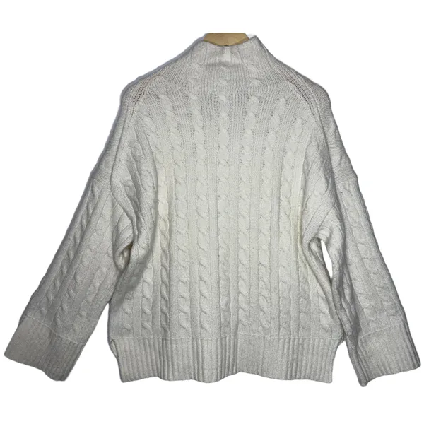 Abercrombie & Fitch Cream Ribbed Cable Knit Mock Neck Turtleneck Sweater Size M - Image 2