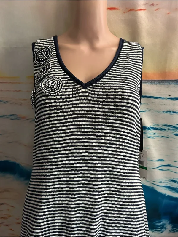 Skye’s The Limit Women’s Striped V-Neck Sleeveless Dress Petite LG NWT - Image 8