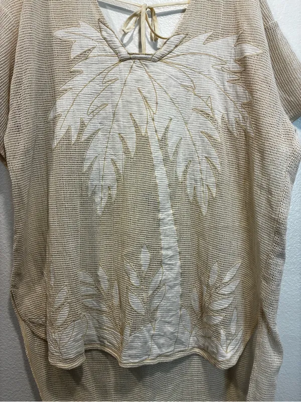 CELANDINE EMBROIDERED SHEER MESH MINI DRESS Cover Up Small - Image 3