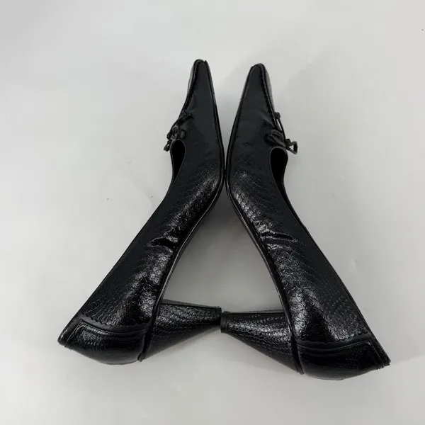 J Renee Black Reptile Square Toe Bow Heels 11W Romantic‎ Goth - Image 6