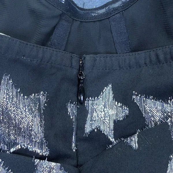 For Love & Lemons Black Silver Star Metallic Mini Dress Revolve Exclusive S - Image 8