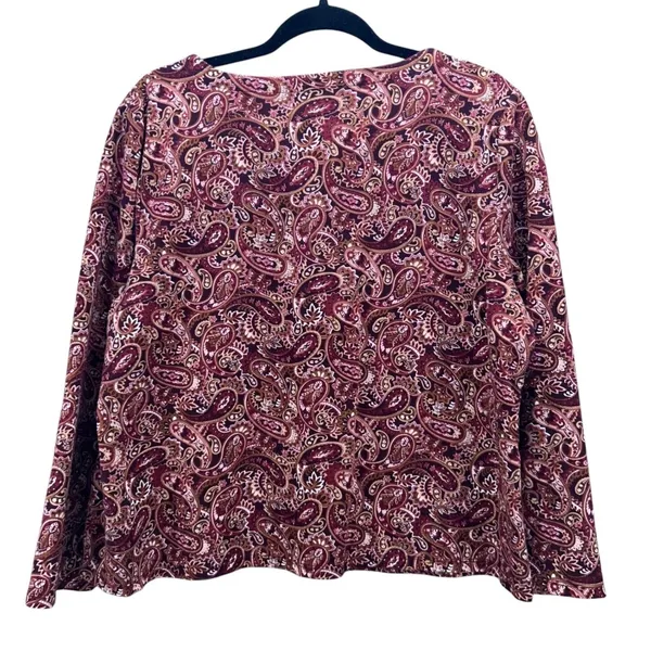 Talbots Paisley Blouse Brown XL‎ - Image 3