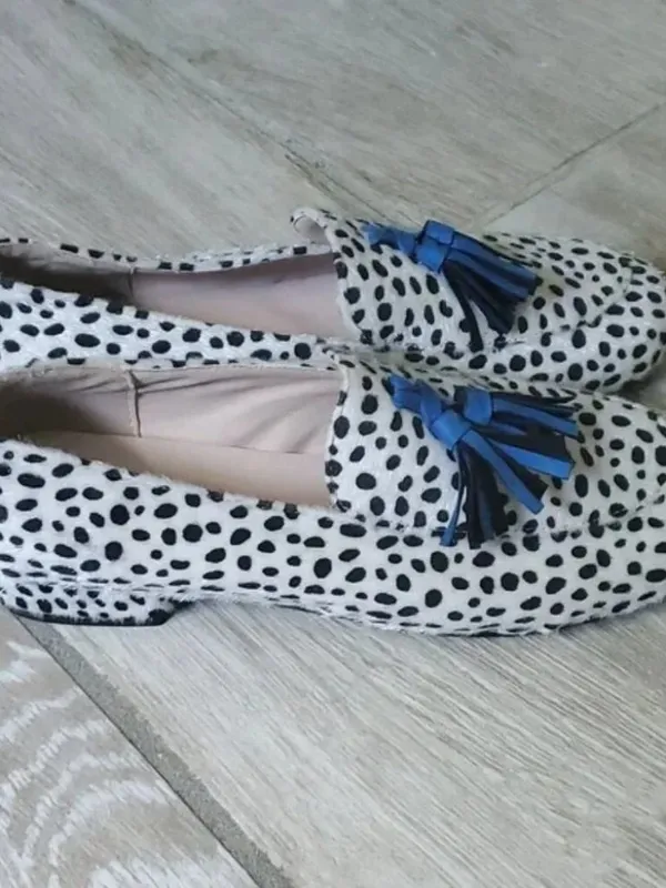 NWOT Dalmatian Print Tassel Loafers Size 40 - Image 4