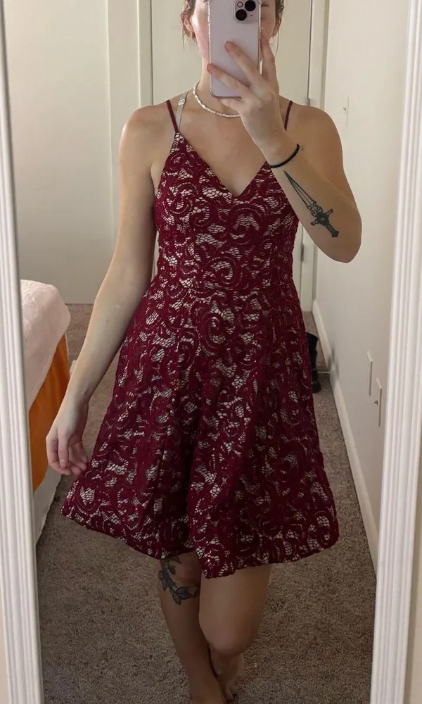 My Michelle Red Lace homecoming dress - Image 2