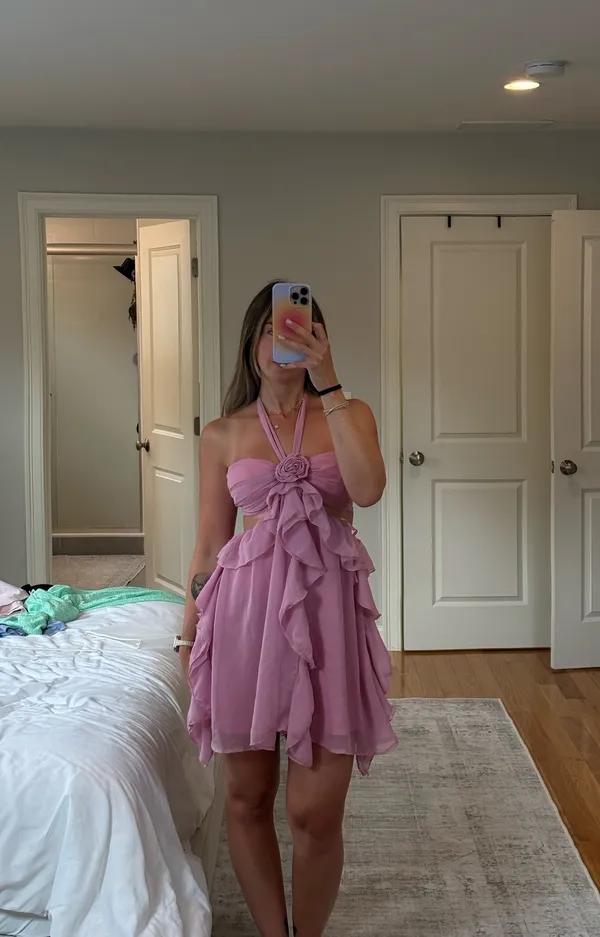 Selfie Leslie Santiago Cut-Out Ruffle Dress Blush - Image 4