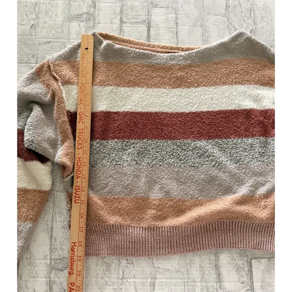 Free People Candyland Striped Pullover Sweater Ivory Soft Girl Knit Top Sz M - Image 7