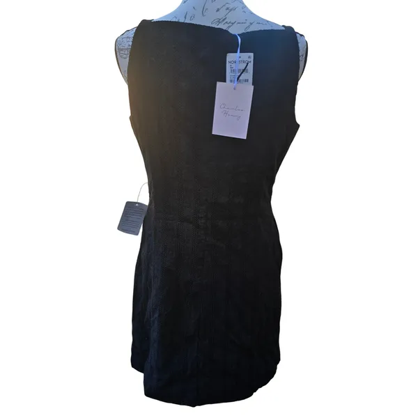 Charles‎ Henry NWT -741 Black Eyelet Mini Dress Pearl Button Square Neck S - Image 5