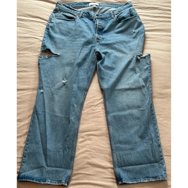 Abercrombie & Fitch Curve Love 90s Baggy Low Rise Distressed Jeans Blue 34 18R - Image 2