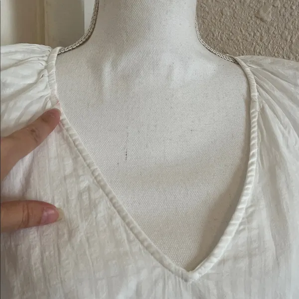 NWT White Cotton Flutter Sleeve Blouse Size XS - Image 4