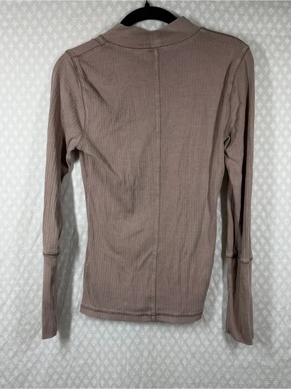 Free People Intimately Tan Ribbed Knit Coyote Rickie Mock Neck Long Sleeve Top - Image 5