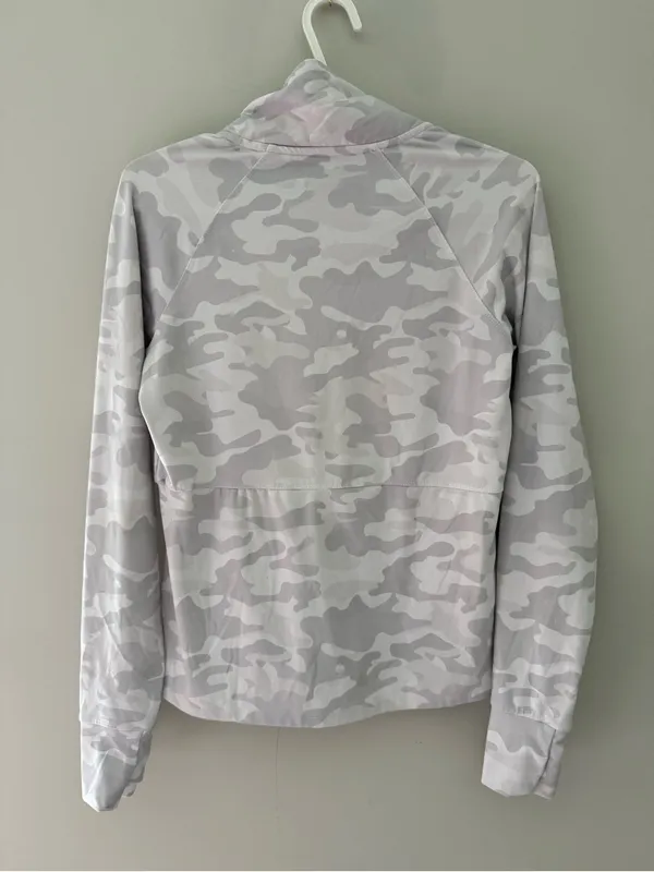 Jockey Gray Camo Full Zip Athletic Jacket Thumbholes Size S - Image 6
