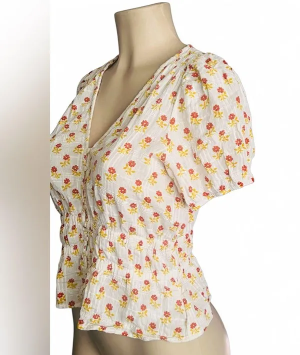 Madewell Sophia short - sleeve Top in wild calendula block print - Image 12