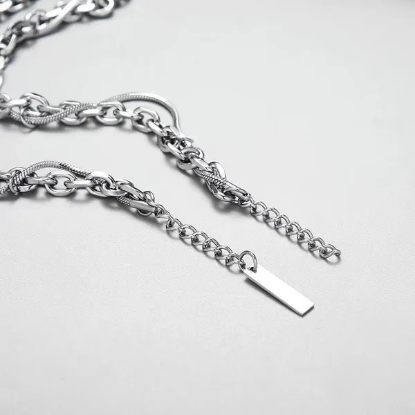 Double Layer Titanium Steel Link Chain Bracelet for Men Women,Punk Hip Hop - Image 3
