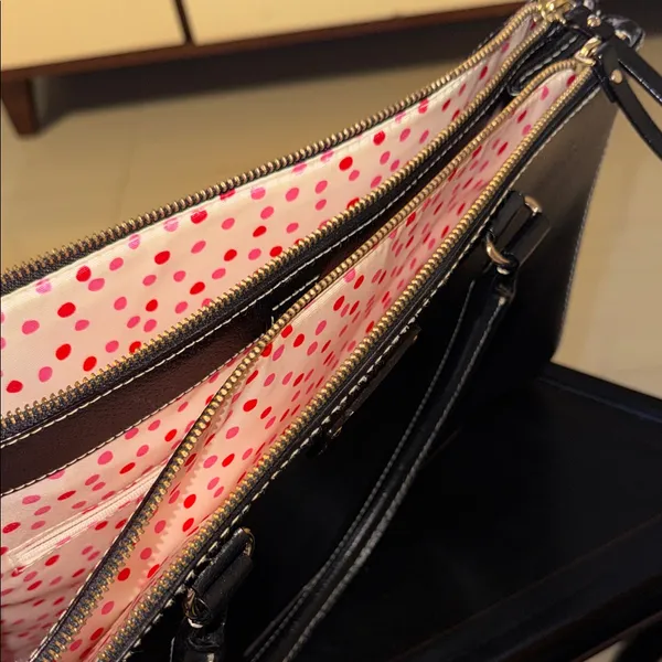 kate spade black leather satchel handbag - Image 3