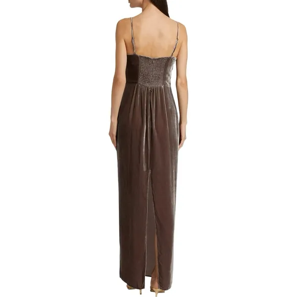 NWT REFORMATION Frankie Velvet Maxi Gown Dark Gray Dress Sz 8 - Image 3