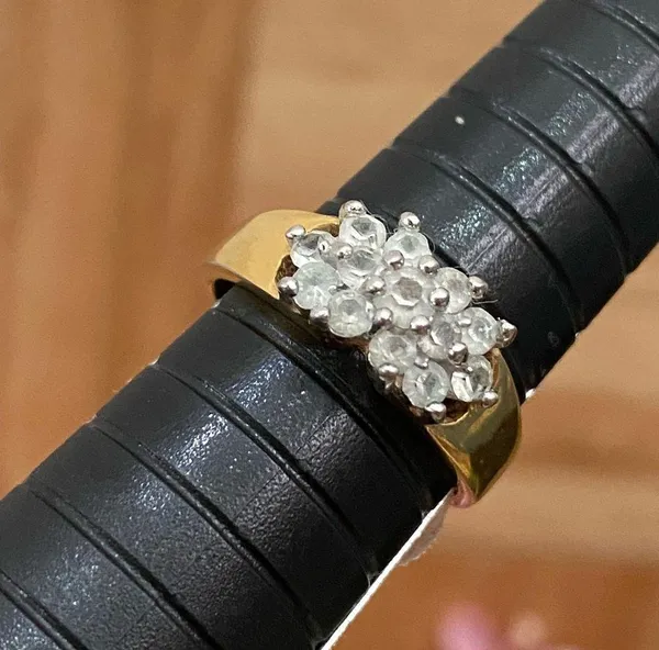 Vintage 18KGE Gold Electroplated CZ Cocktail Ring Size 8 - Image 10