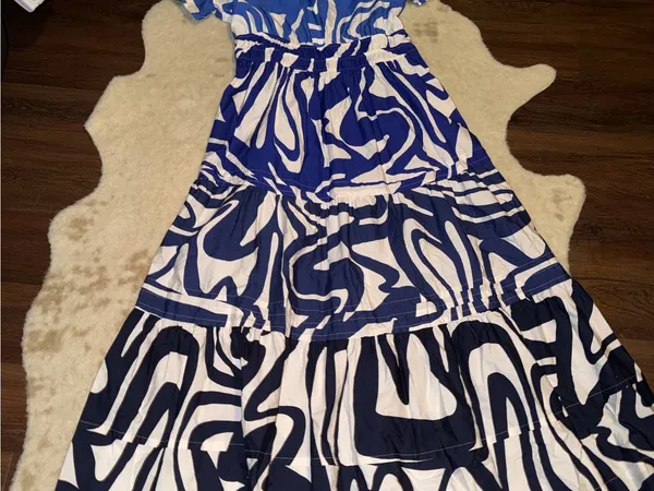 Nwot Anthropologie Somerset tiered maxi dress $170 L fall party boho blue wave - Image 13