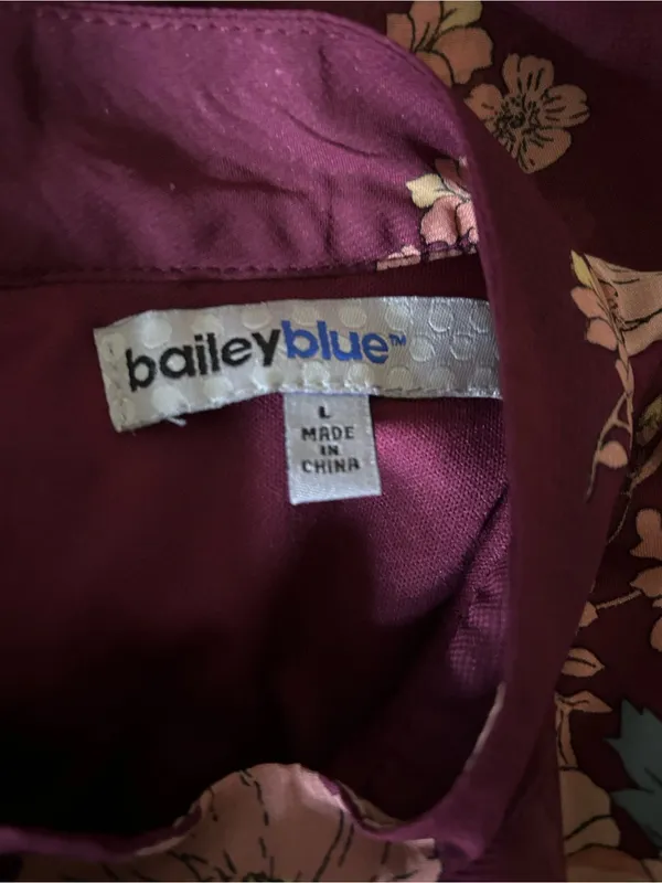 Bailey Blue Women’s Floral High-Neck A-Line Dress Burgundy & Pink Floral LG - Image 12