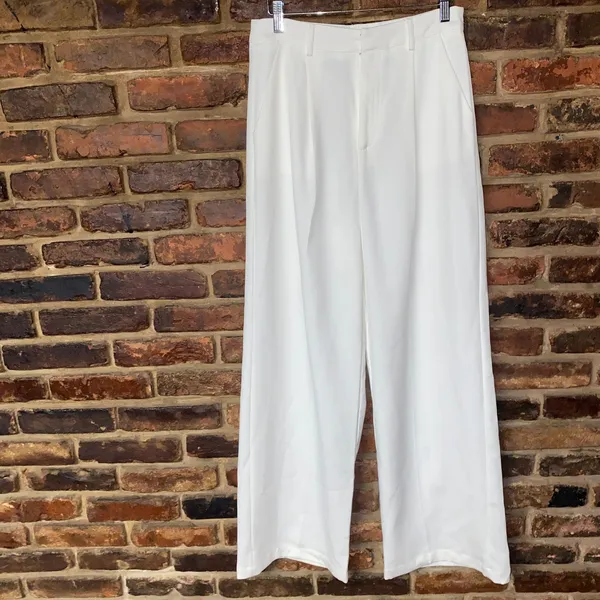 Cider White wide Leg Pleated Trouser dress Pants Women's Size Medium - Image 2