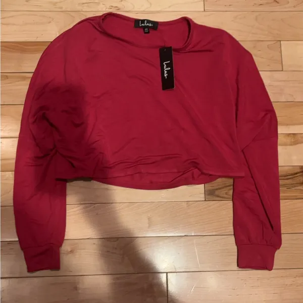 Lulu’S Look At Me Now Red Dolman Sleeve Crop Top - Image 2