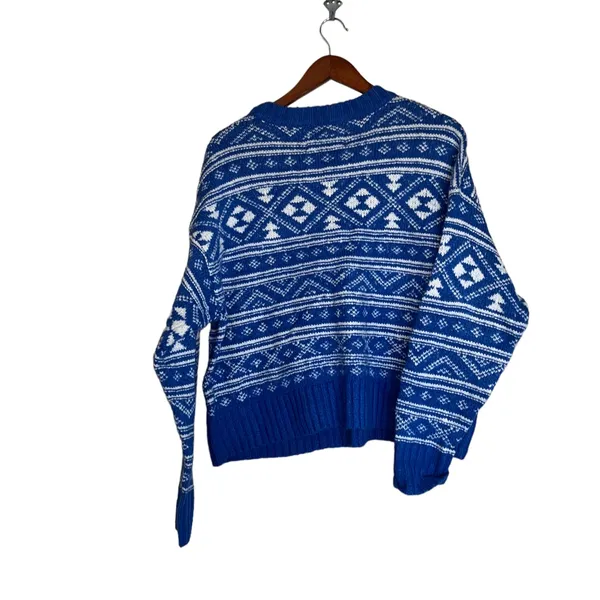 NWOT Aerie Fair Isle Drift Sweater Christmas Navy - Image 13