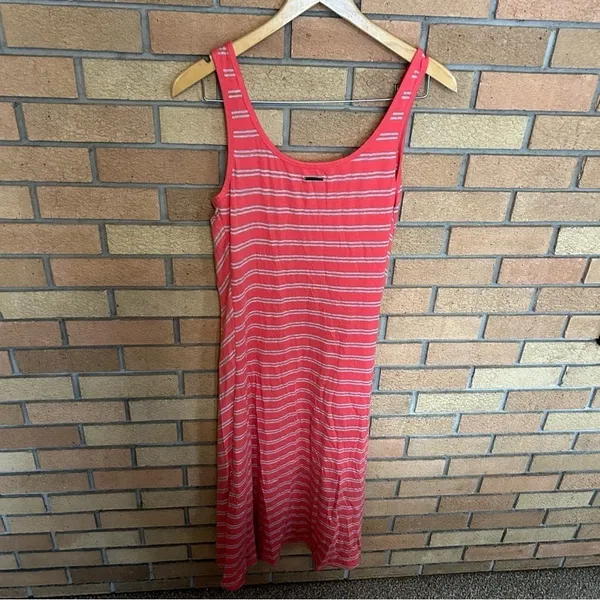 MNY MARC NEW YORK Coral Gray Striped Sleeveless Casual Performance Dress Size XL - Image 3