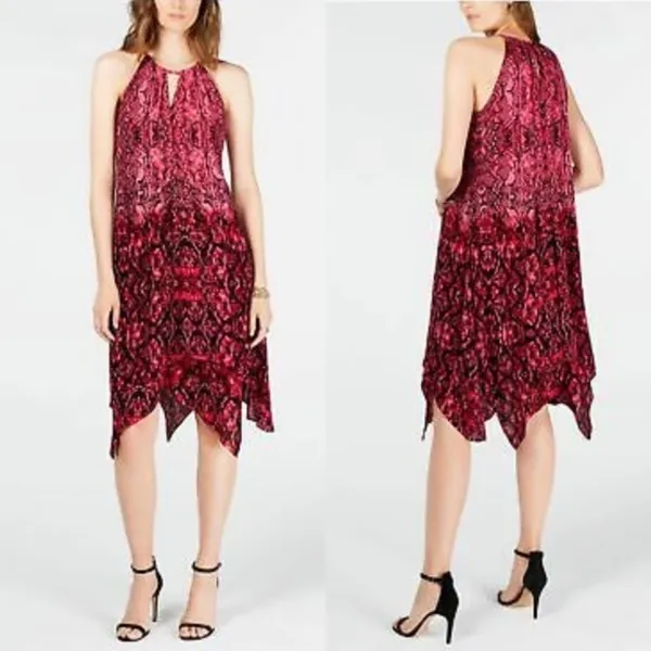 NWT INC Pink‎ Snakeskin Keyhole Midi Dress Size Medium - Image 2