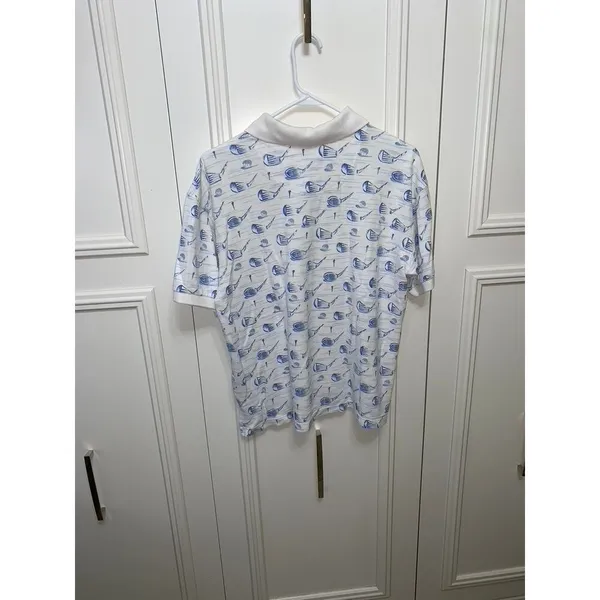 Talbots Women's Polo Shirt Golf Print White‎ Short Sleeve Size Large Casual - Image 7