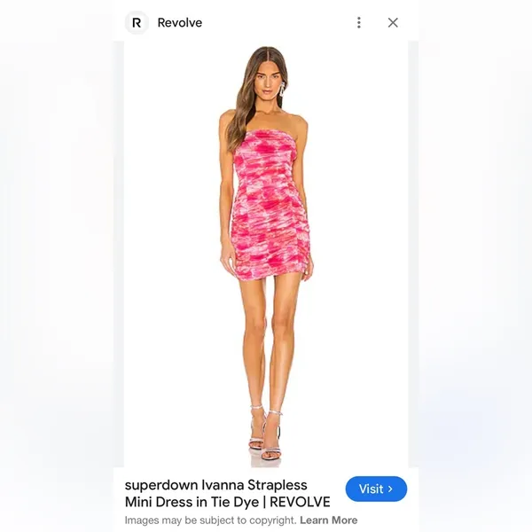 Revolve Ivanna Pink Tie-Dye Ruched Strapless Mini Dress S - Image 2