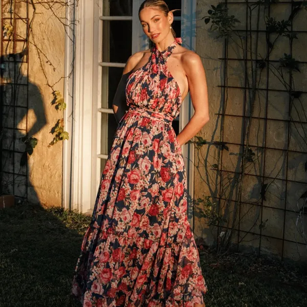 Petal & Pup LENNON HALTERNECK MAXI DRESS FLORAL Tiered Size S - Image 2