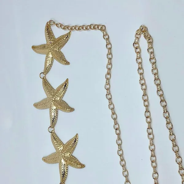 Vintage Y2K Mermaidcore Gold Starfish Chain Belt, Fits 13–44 Inches, X7GA1161 - Image 7
