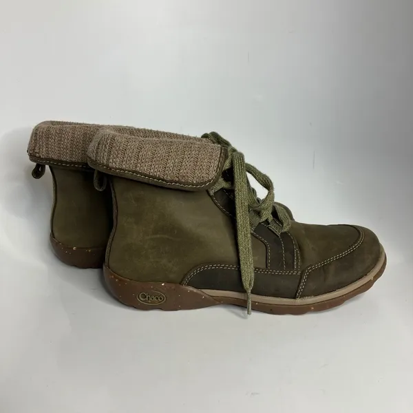 Chacos Barbary Ivy lace up boots‎ with fold over knit collar women's size 7 - Image 10