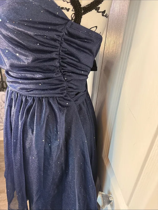 CIDER Strapless Navy Sparkle A-Line Dress - Image 7