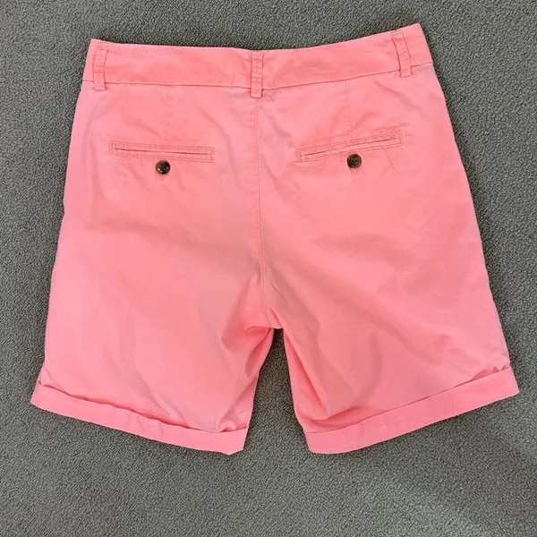 H&M Twill Cuffed Chino‎ Bermuda Shorts Neon Coral Size 6 Stretch - Image 7