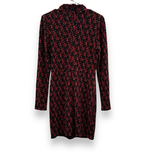 RTR Black Halo Briar Long‎ Sleeve Black & Red Rose Floral Print Mini Dress Sz 6 - Image 6
