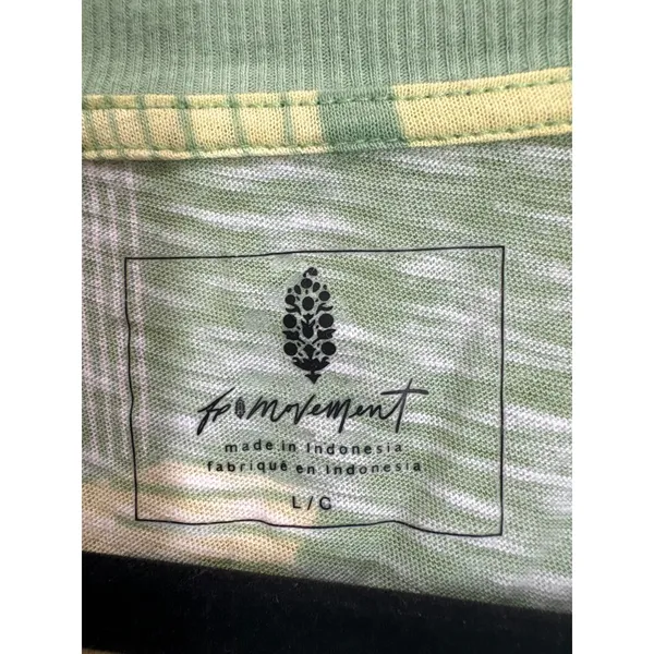 FP Movement Free People Floral Stripe Muscle Tank Top Womens Large Green Yellow - Image 2