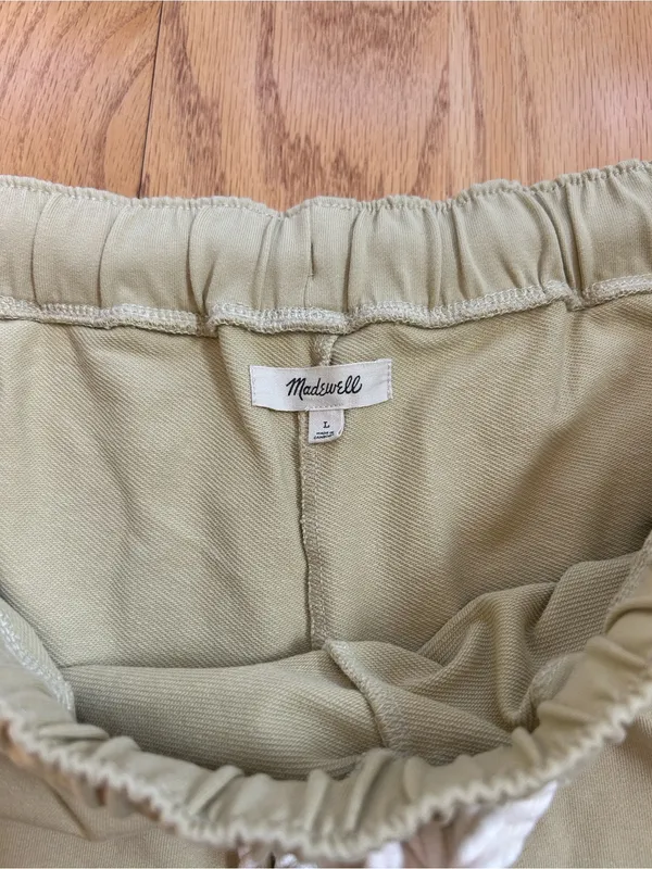 Madewell Womens‎ Large L Terry Pull-On Shorts Muted Khaki Green NJ812 Spring 23 - Image 4