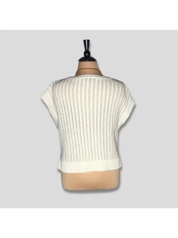 Frye sleeveless top crochet cable knit cream coquette romantic coastal cowgirl L - Image 2