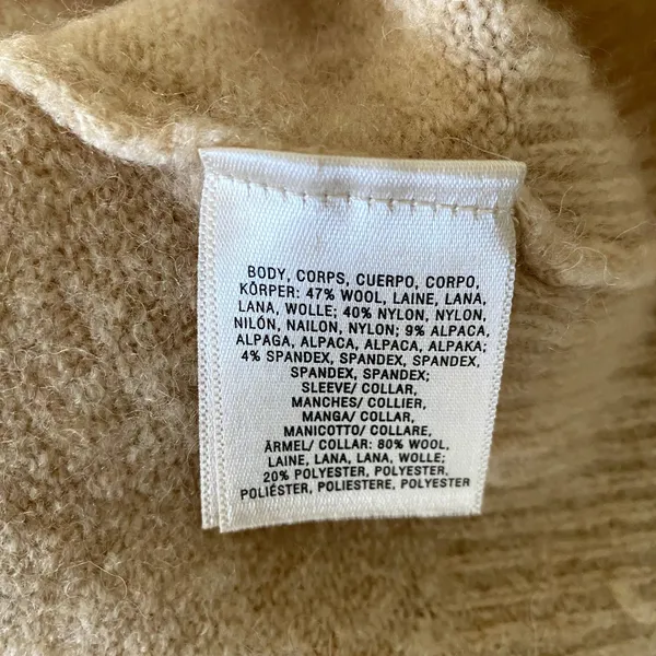 Anthropologie Moth Two Tone Cream Wool Alpaca Blend Sweater‎ V-Neck Size Small - Image 7