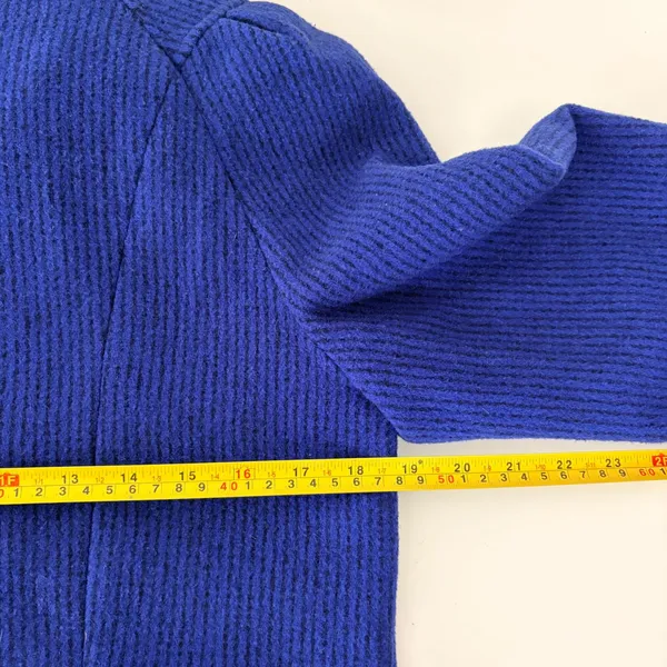 Freddi-Gail Vintage Royal Blue Chevron Wool Puff Sleeve Peacoat Preppy Academia - Image 6