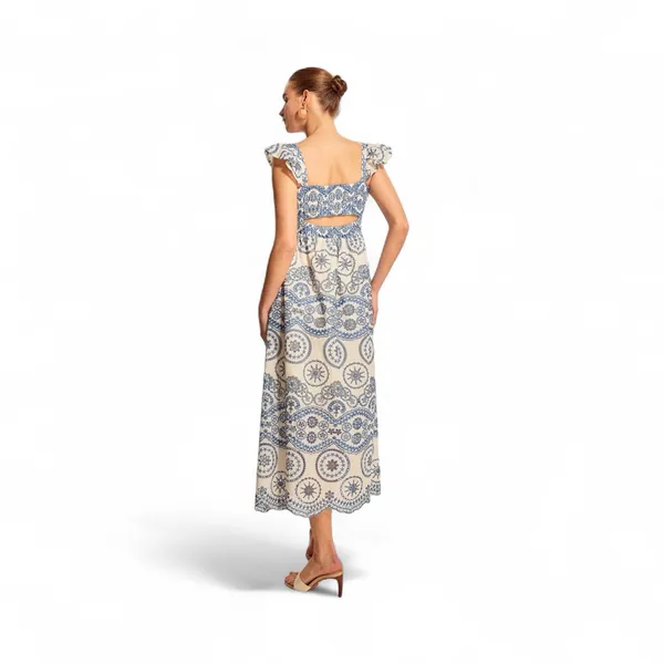COMMENSE Semi-Sheer Boho Floral Back Cutout Dress NWT embroidered Size Small - Image 2
