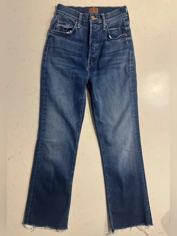Mother The Tripper Ankle Fray Jeans Size 25 Blue Crop Raw Hem Premium Denim - Image 2