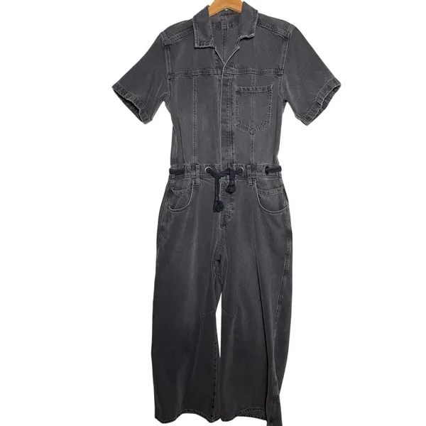 FREE PEOPLE x WE THE FREE Boho Black Wash Edison Wide Leg Jumpsuit - Image 3