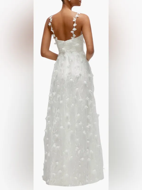 NEW Dessy Collection 3D Floral Embroidered Ivory Gown sz 14 - Image 2